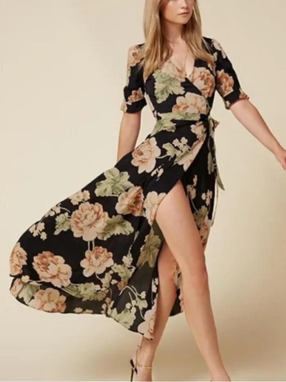 REFORMATION ADDILYN FLORAL WRAP DRESS